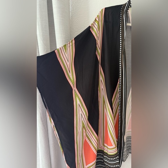 Chic Black and Multicolor Kimono Duster Art Deco Size L - Picture 8 of 11
